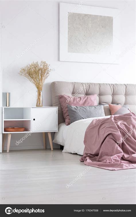 Bedroom Pastel Pink Grey Accents Stock Photo By 364241274, 57% OFF