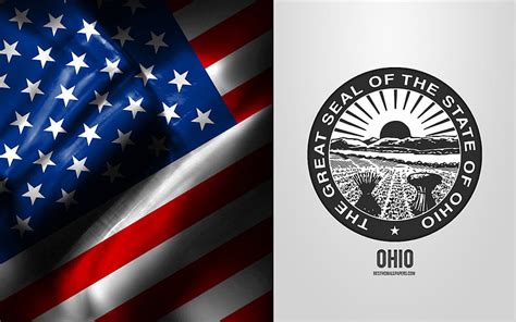 Seal of Ohio, USA Flag, Ohio emblem, Ohio coat of arms, Ohio badge ...