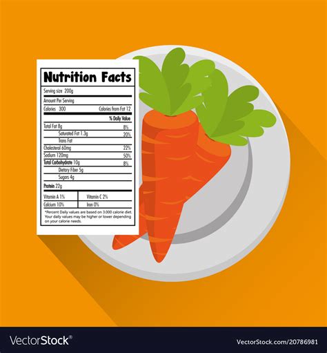 Carrot with nutrition facts Royalty Free Vector Image