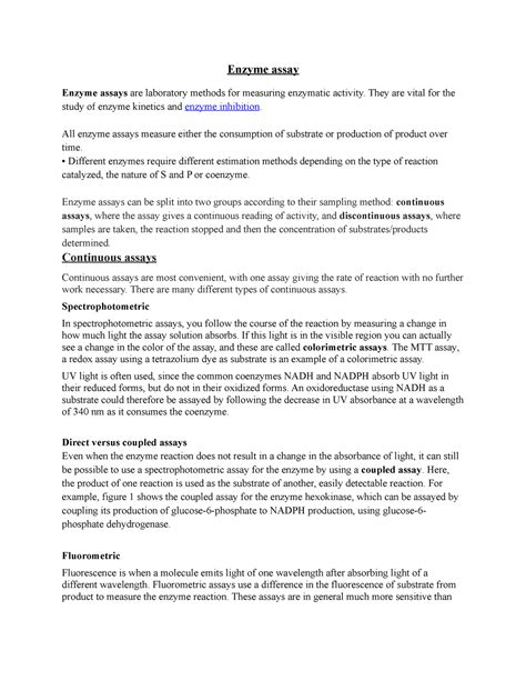 Enzyme assay - Enzyme assay Enzyme assays are laboratory methods for ...
