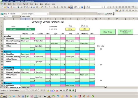 Weekly Work Schedule Excel spreadsheet | Free source code, tutorials ...