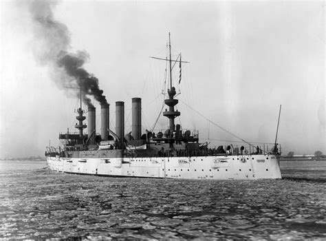 US Navy protected cruiser USS St. Louis (C-20); possibly at the port of ...