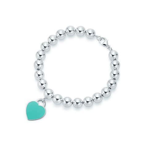 Return to Tiffany™ heart tag in sterling silver on a bead bracelet ...