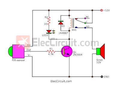 PIR. motion sensor alarm circuit