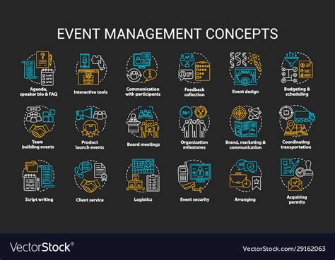 Event management planning chalk concept icons Vector Image