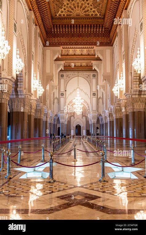 Interior of King Hassan II Mosque in Casablanca, Morocco Stock Photo ...