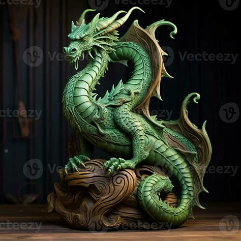 Green wooden dragon, new year 2024. 27594681 Stock Photo at Vecteezy