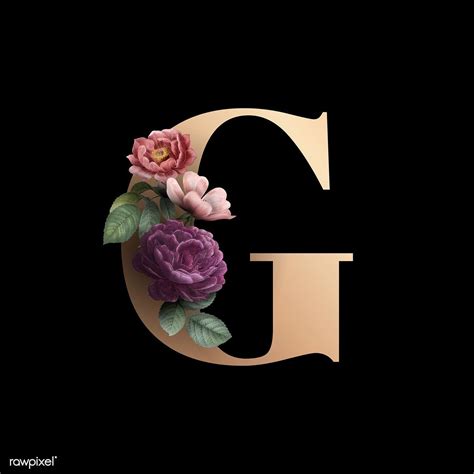 Classic and elegant floral alphabet font letter G vector | free image ...