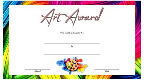 an award certificate with colorful swirls on it and the word art awards ...