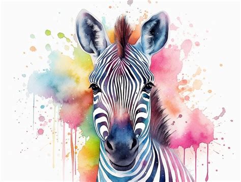 Premium AI Image | A zebra with a colorful background