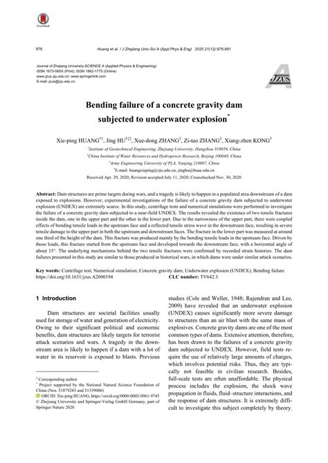 (PDF) Bending failure of a concrete gravity dam subjected to underwater ...