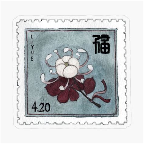 "Silk Flower Liyue Postage Stamp" Sticker for Sale by mooonhannah ...