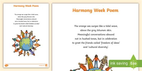 Harmony Week Poem (Hecho por educadores) - Twinkl