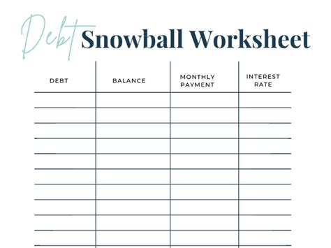 Free Printable Debt Snowball Worksheet To Payoff Debt In 2022 ...