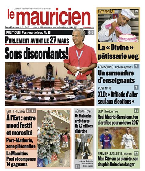 Le Mauricien du 23 décembre 2017 - Le Mauricien