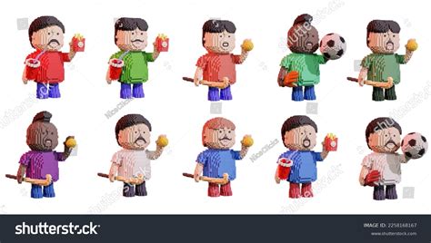 3d Illustration Cartoon Character Pixel Art Stock Illustration ...