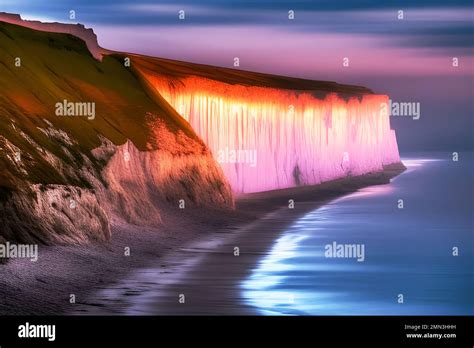 The White Cliffs of Dover at sunset depiction Stock Photo - Alamy