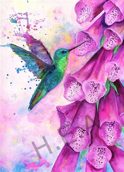 Hummingbird Watercolor Art Print for Home Decor, Colorful Hummingbird ...