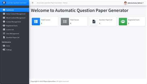 Automatic Question Paper Generator PHP Script