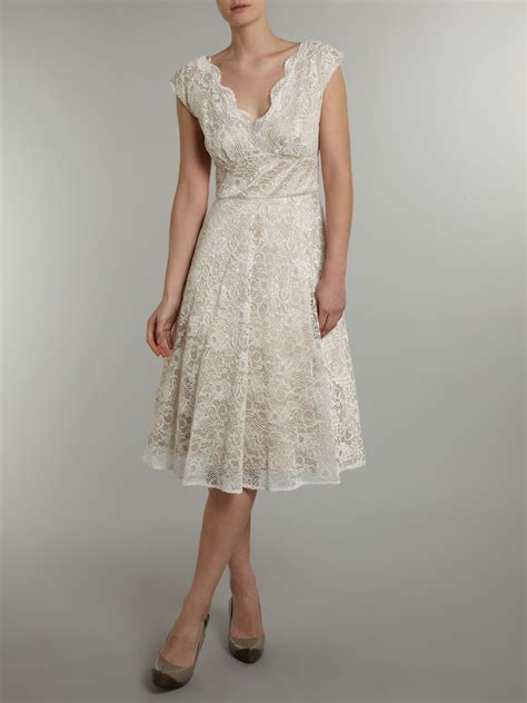 Ariella Lace Overlay Prom Dress in White | Lyst