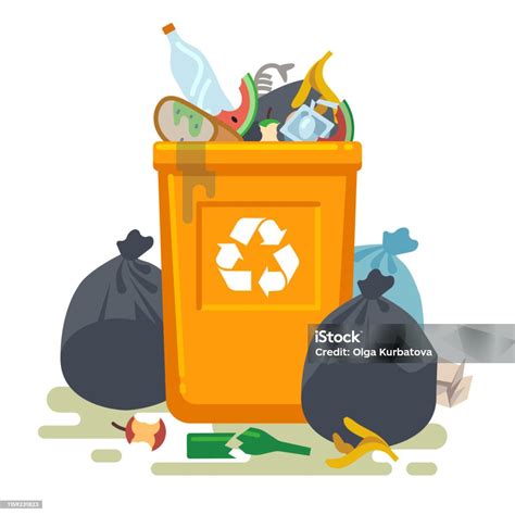 Overflowing Trash Can Food Garbage In Waste Bin With Nasty Smell ...