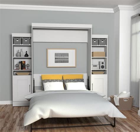 Murphy Bed Kit Queen Frame Wall Mechanism With Bookcase Storage Cabinet ...