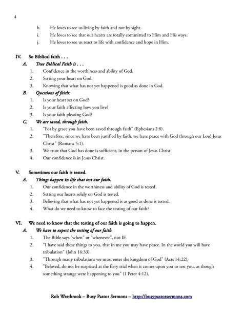 Free Sermon Outline - Hebrews 11:1-6 - A Matter of Faith