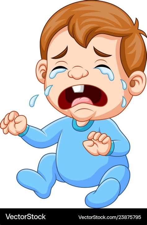 Cartoon baby boy crying Royalty Free Vector Image