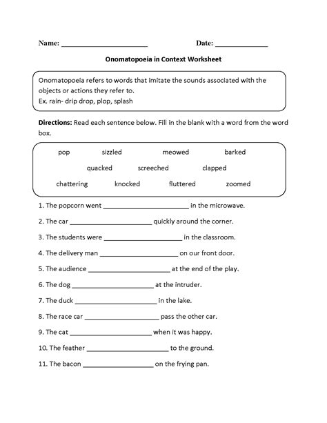 Englishlinx.com | Onomatopoeia Worksheets