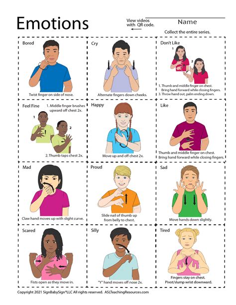 ASL Flashcards - Emotions - ASL Teaching Resources