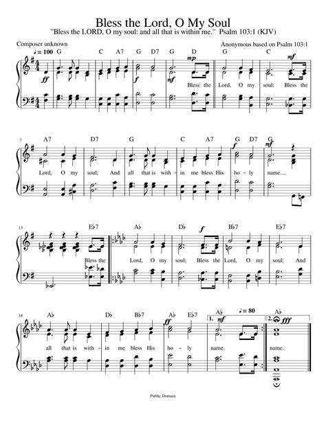 Bless the Lord, O My Soul Sheet music for Piano (Solo) Easy | Musescore.com