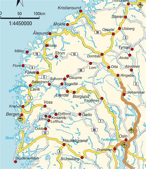 Map Of Southern Norway - Cities And Towns Map