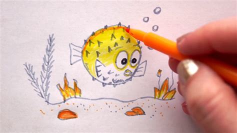 Kugelfisch zeichnen 🐡 Malen - How to draw puffer fish under water ...