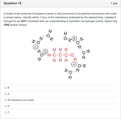 Solved Question 16 1 pts A model of the molecule of propanol | Chegg.com