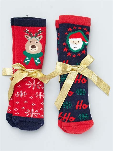 Pack de 2 pares de calcetines de Navidad - rojo/azul - Kiabi - 5.00€