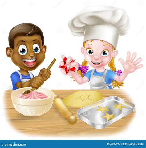 Cartoon Kids Cooking stock vector. Image of diverse, cutter - 65807197