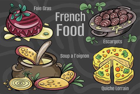 Premium Vector | French food A set of classic dishes Cartoon hand drawn ...