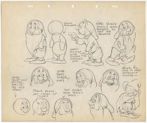 Character Drawing of Sleepy from Snow White | Disney animation art ...