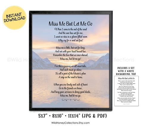 Miss Me but Let Me Go Funeral Poem Lost Loved One Poem in - Etsy