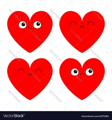 Happy valentines day red heart emoji icon set Vector Image