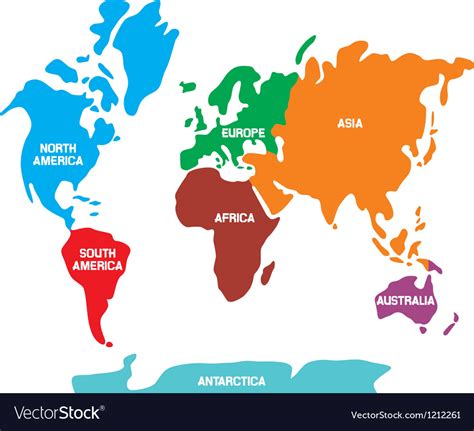 World map with continents Royalty Free Vector Image