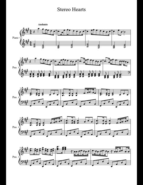 Stereo Hearts sheet music download free in PDF or MIDI