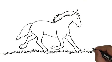 Running Horse line drawing./ How to draw Running Horse easy step by ...