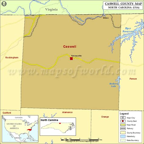 Caswell County Map, North Carolina