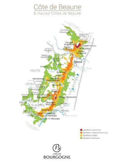 CÔTE DE BEAUNE MAP 21 X 29,7 CM - Bourgogne wines