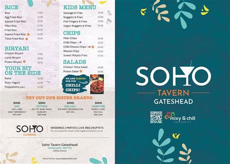 Menu at Soho Tavern Gateshead restaurant, Gateshead