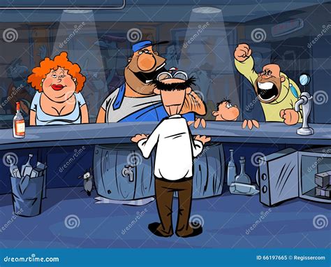 Funny Cartoon People In Bar Stock Illustration | CartoonDealer.com ...