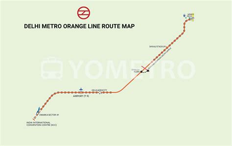 Delhi Metro Orange Line Route Map - YoMetro