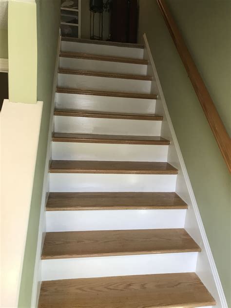 Custom built Red Oak stair treads built and installed by Snhwoodworks ...