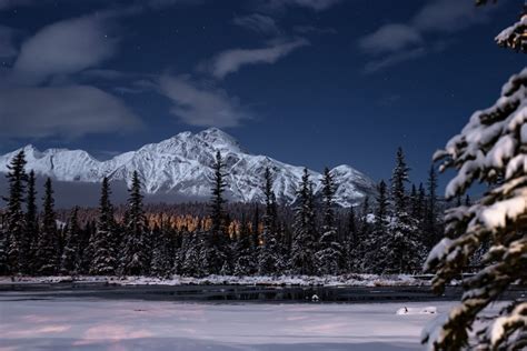 Jasper National Park Dark Sky Preserve: Mountains under Moonlight Photo ...